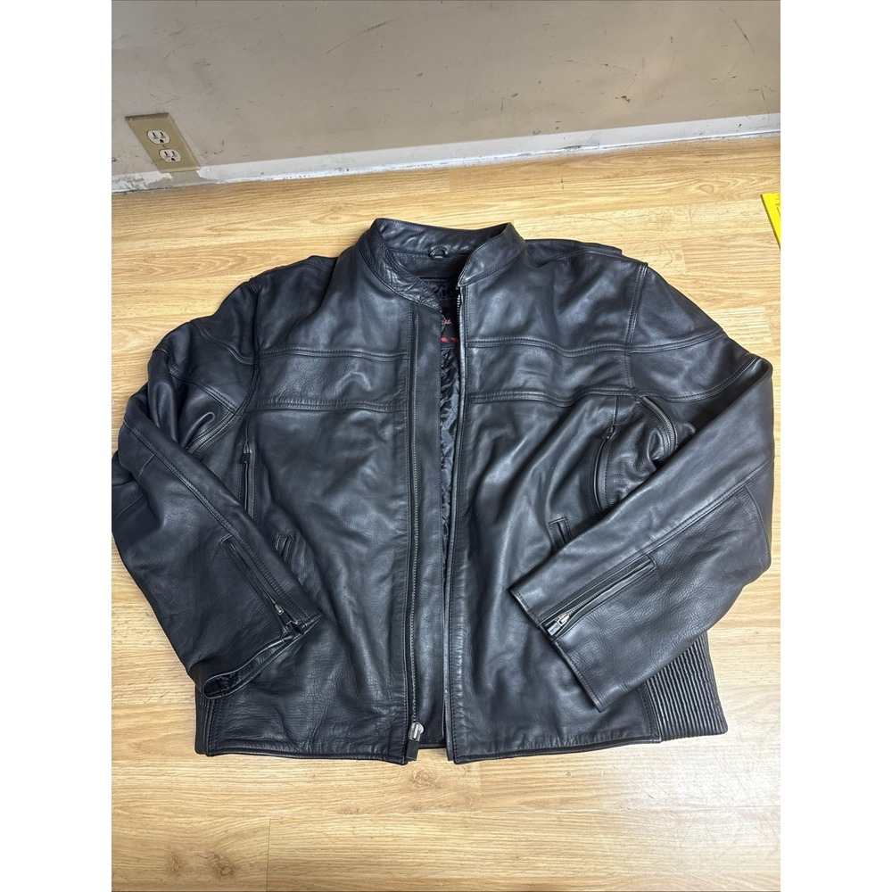 Milwaukee Leather Motorcycle Jacket Black Ventilated Bikers Mens 4 XL W/liner